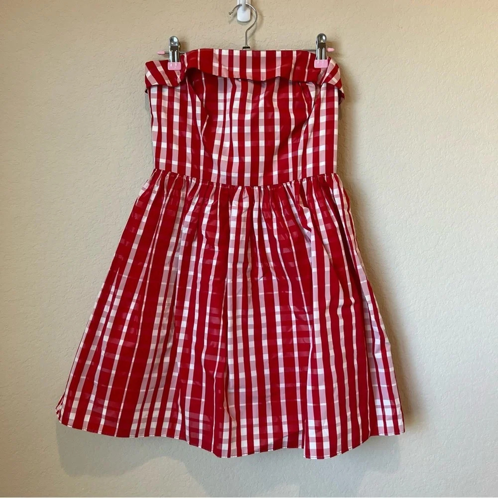 NWT Vineyard Vines Gingham Strapless Dress in Tomato Check